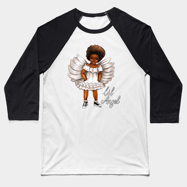 The Best angel Gift ideas 2022, lil angel.... afro baby angel  - curly Afro Hair Baseball T-Shirt by Artonmytee